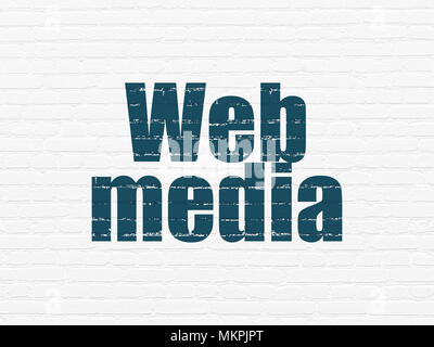 Web development concept: Painted blue text Web Media on White Brick wall background Stock Photo