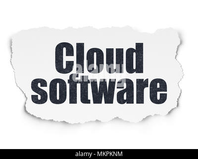 Cloud technology concept: Painted black text Cloud Software on Torn Paper background with  Tag Cloud Stock Photo