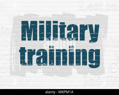 Learning concept: Painted blue text Military Training on White Brick wall background with  Tag Cloud Stock Photo