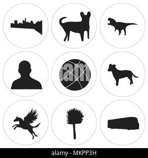 Set Of 9 simple editable icons such as jack russell, austin sky, can be used for mobile, web Stock Vector