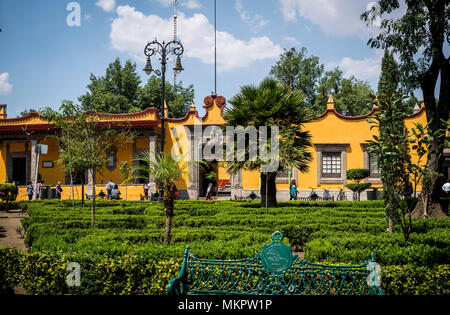 Plaza Hidalgo, also called Hidalgo Garden and Casa Municipal, also referred to La Casa de Cortés or House of Cortes, Coyoacan, Mexico City, Mexico Stock Photo