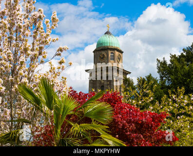 St Mary's Church seen from the castle gardens, Bridgnorth, Shropshire. Stock Photo
