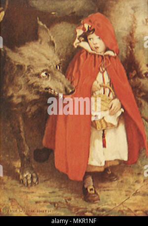 Little Red Riding Hood and Wolf Stock Photo
