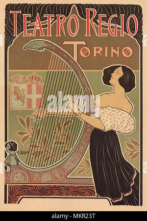 Woman Playing Harp Poster Stock Photo