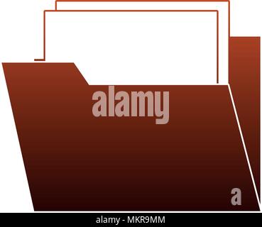 Folder with documents orange lines Stock Vector