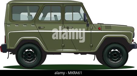 retro USSR car on white background, vector illustration. UAZ 469. UAZ 452. GAZ 21 Stock Vector