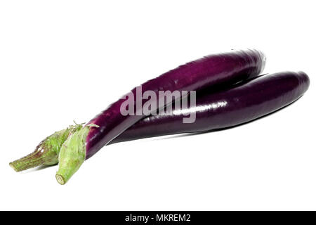 Japanese aubergines isolated on white background Stock Photo