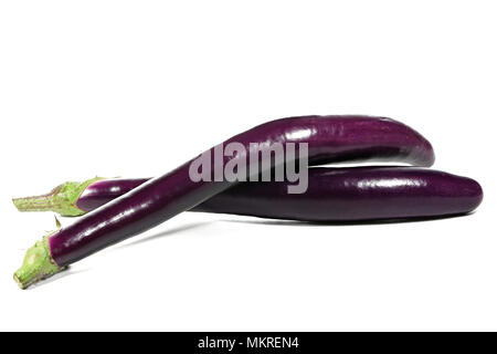 Japanese aubergines isolated on white background Stock Photo