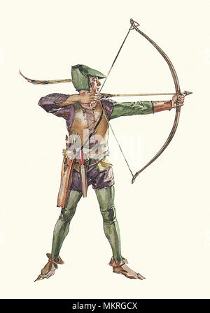Robin Hood Archer Shooting Bow and Arrow Stock Photo