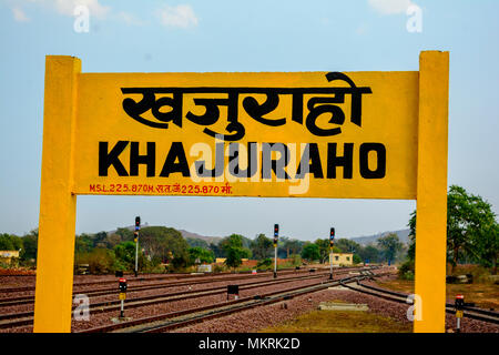 Khajuraho Sign board Madhyapradesh, India Stock Photo