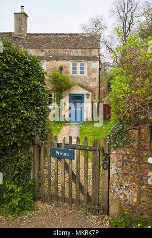 House with private sign on the gate in Lacock village used as the Harry Potters parents house in the movie wiltshire england uk Stock Photo