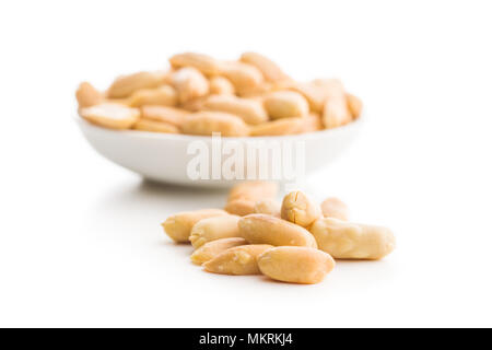 Salty roasted peanuts isolated on white background. Stock Photo