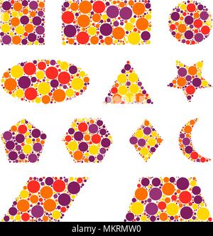geometric shapes made from dots isolated on white Stock Vector