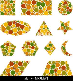 geometric shapes made from dots isolated on white Stock Vector