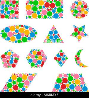 geometric shapes made from dots isolated on white Stock Vector