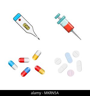 medical accessories set isolated on white background Stock Vector