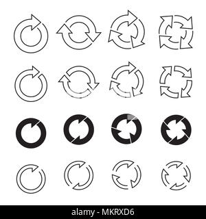 Set of black circle arrows. Vector illustration. Collection of Icons.