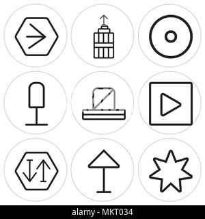 Set Of 9 simple editable icons such as Star, Up arrow, Sort, Play, Notification, Microphone, Visible, Garbage, Youtube, can be used for mobile, web Stock Vector