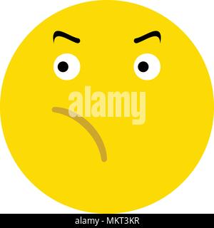Frustrated smiley face icon, isolated on white background Stock Vector