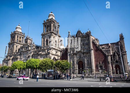 Main facade of the Mexico City Metropolitan Cathedral, Mexico City, Mexico Stock Photo