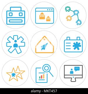 Set Of 9 simple editable icons such as Laptop, File, Settings, Clipboard, Tag, User, Browser, Briefcase, can be used for mobile, web Stock Vector