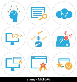Set Of 9 simple editable icons such as Browser, Home, Hard drive, User, Laptop, Compass, can be used for mobile, web Stock Vector