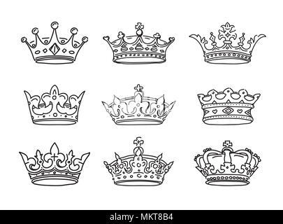 Set of drawing Crowns. Vector illustration and icons Stock Photo - Alamy