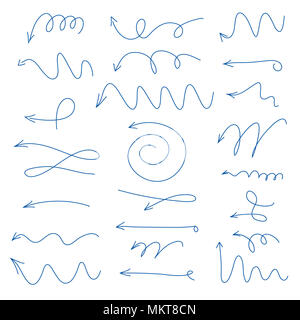 Set blue colour drawing arrows. Vector illustration. Collection of Icons. Stock Photo