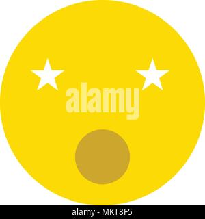 Singing smiley icon, isolated on white background Stock Vector
