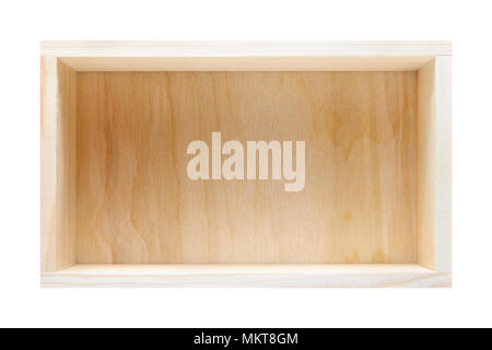 Empty wooden box isolated on white background top view Stock Photo