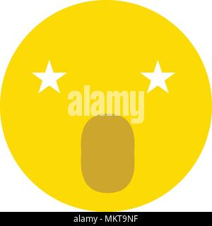 Singing smiley icon, isolated on white background Stock Vector