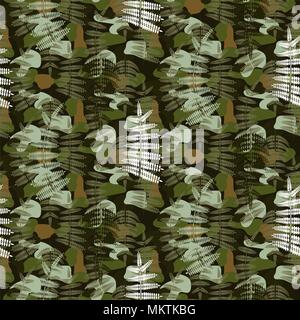 Fern leaves camouflage nature seamless pattern. Stock Vector