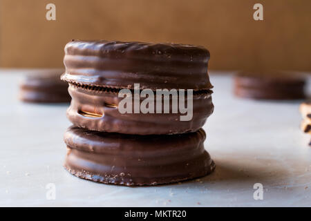 Chocolate Covered Marshmallow Biscuits. Dessert Concept. Stock Photo