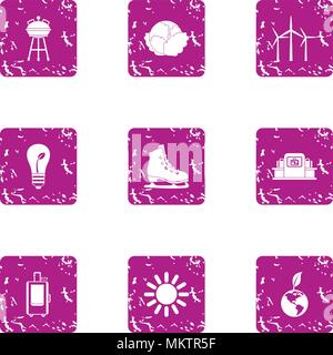 Cohesion icons set, grunge style Stock Vector
