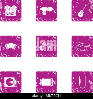 Philharmonic icons set, grunge style Stock Vector