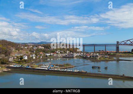 North Queensferry seen from the Forth Road Bridge, Fife Scotland Stock Photo