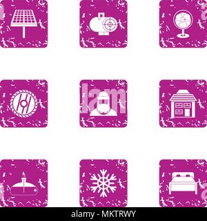 Forest enterprise icons set, grunge style Stock Vector