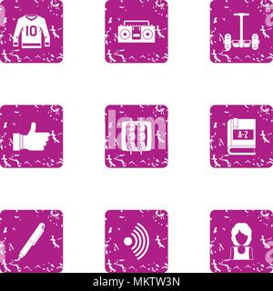 Sport task icons set, grunge style Stock Vector