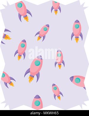 abstract frame with space rockets pattern over white background, vector ...