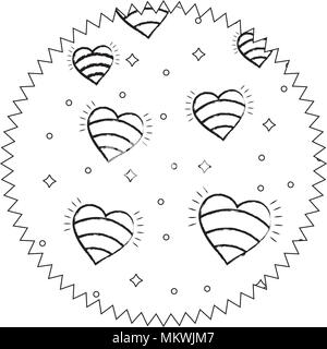 seal stamp with hearts pattern over white background, vector illustration Stock Vector