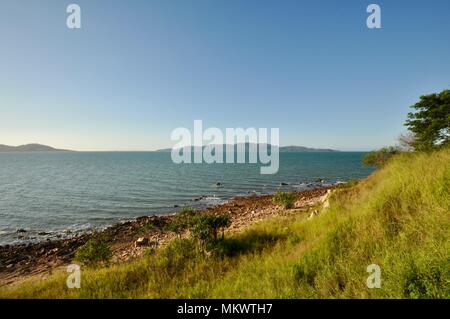 Magnetic island and cleveland bay as seen from Jezzine barracks, Kissing point fort, Townsville Queensland, Australia Stock Photo