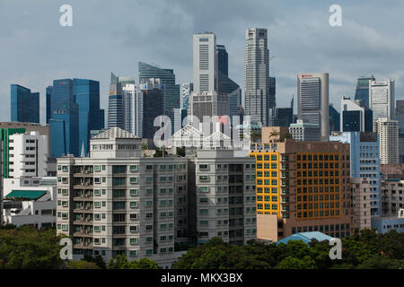 High view point of Singapore commercial buildings, skyscrapers, private residential housings and hotels Stock Photo