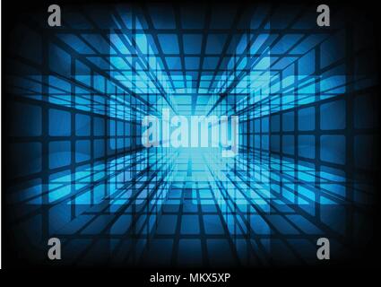 Blue glowing hardware with particles, computer generated abstract background Stock Vector
