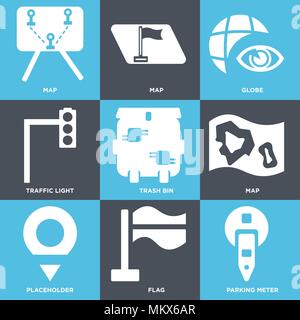 Parking location icons. Blue map markers. Various styles. Vector ...
