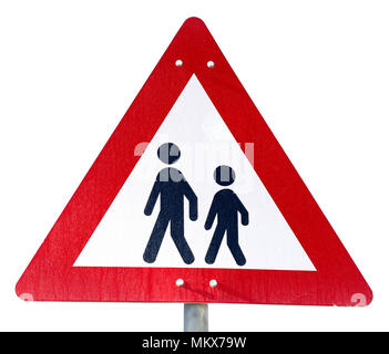 Children Crossing Road sign on white background Stock Photo - Alamy