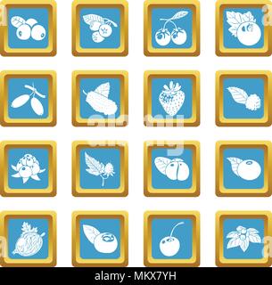 Berries icons set sapphirine square vector Stock Vector