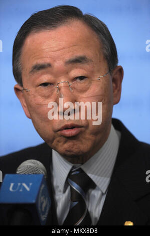 British Prime Minister Gordon Brown and UN Secretary General Ban Ki-Moon answer questions during a press conference at the United Nations headquarters in New York City. March 25, 2009 Credit: Dennis Van Tine/MediaPunch Stock Photo