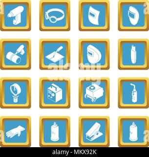 Welding tools icons set sapphirine square vector Stock Vector