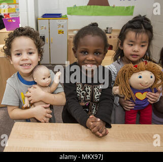 Lower East Side multi ethnic nursery school in Manhattan, New York City. Stock Photo