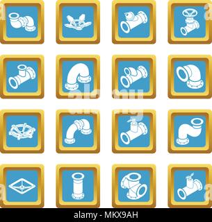 Pipeline constructor icons set sapphirine square vector Stock Vector